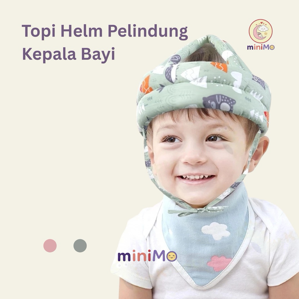 MIinimo Topi Helm Pelindung Kepala Bayi Balita Helm Pelindung Kepala Bayi