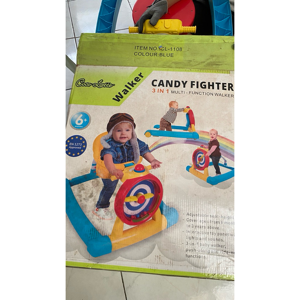 PRELOVED COD NEGO Cocolatte Candy Fighter Baby Walker 3 in 1 Multifungsi Dorong Duduk Ride On Anak