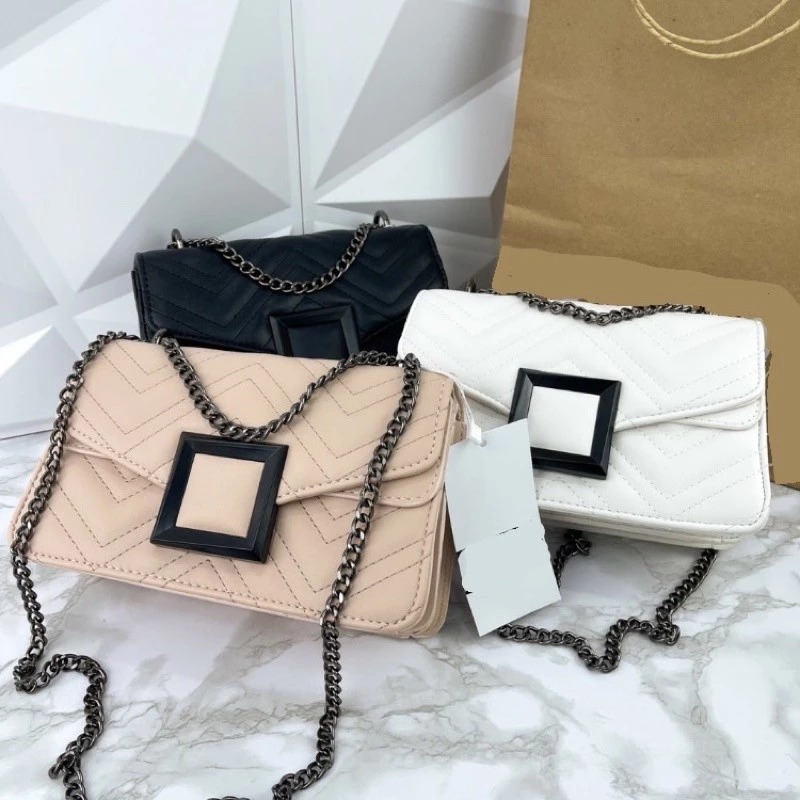 [FOTO ASLI] Tas Selempang Wanita Import Davina Bag Kulit Sintetis Motif Timbul Tali Rantai Panjang R