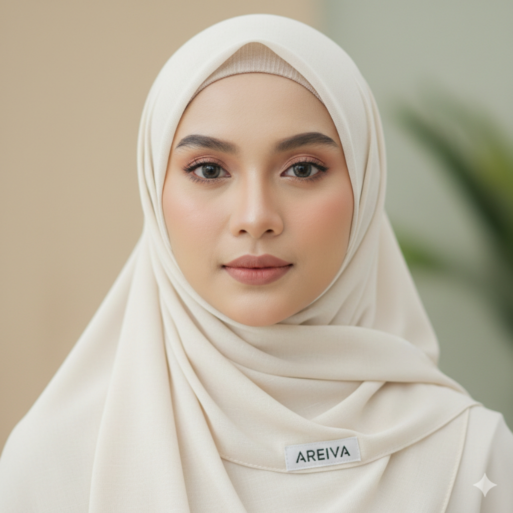 Areiva - Hijab Segiempat Premium Arabian - Warna Ivory Muda