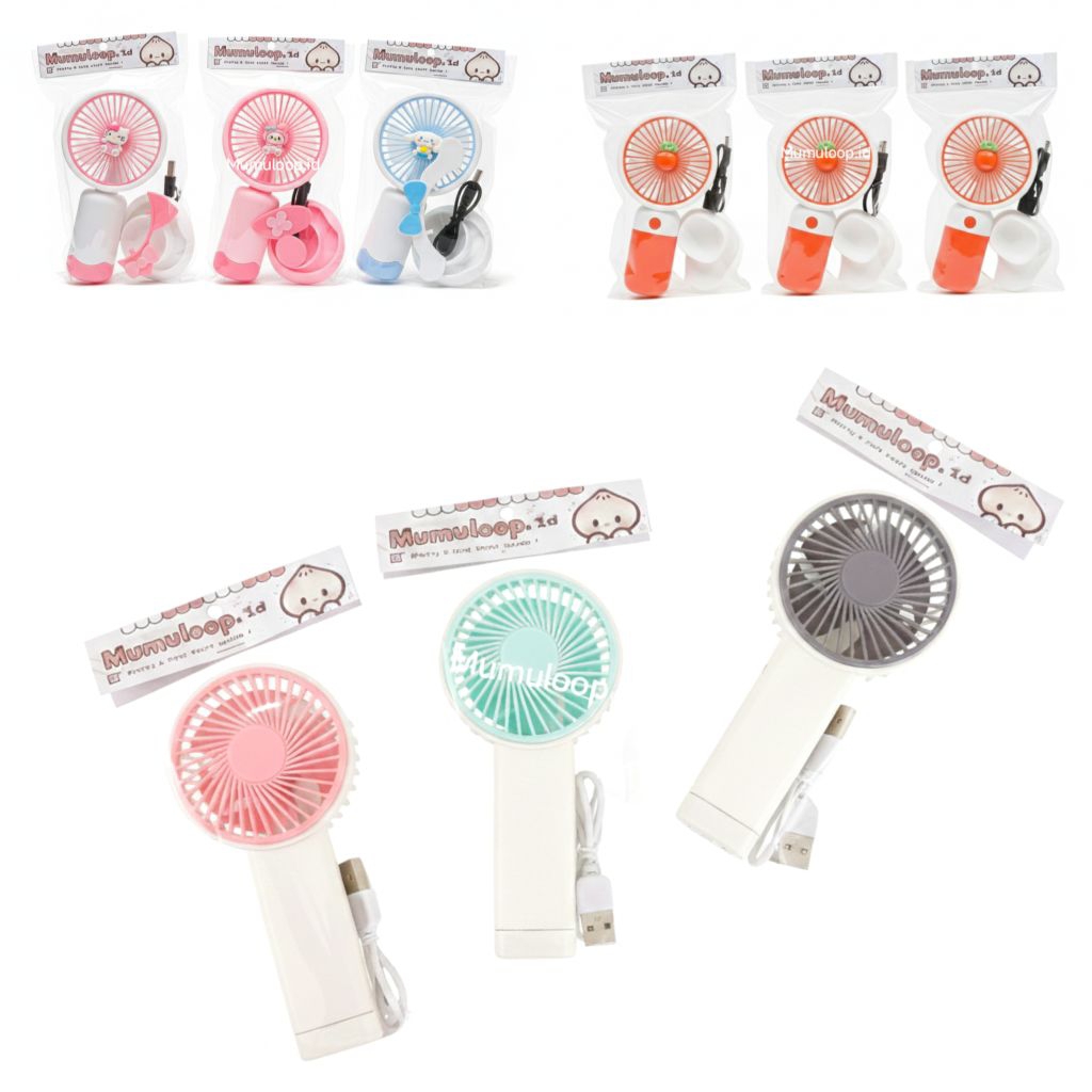 Kipas Portable Mini Karakter Polos Buah Kipas Genggam