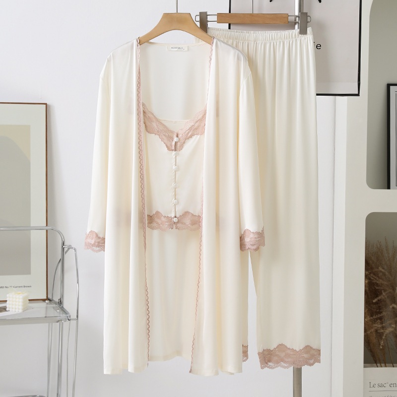 Solene | DS9862 Diane Sally Kimono Baju Tidur Wanita Set 3in1 Piyama Long Lingerie Satin Premium