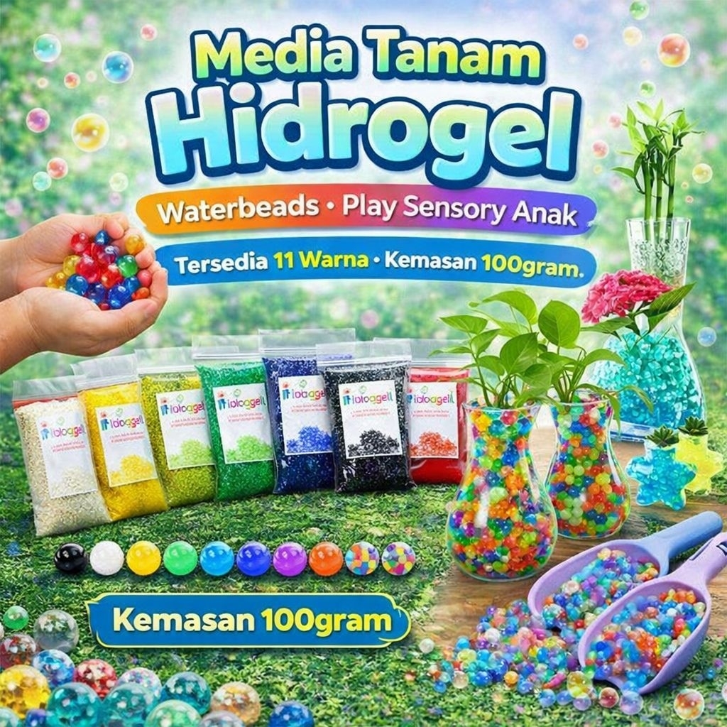 Grosir Hidrogel Termurah 100g Hydrogel Media Tanam Hias Water Beads Sensori Play