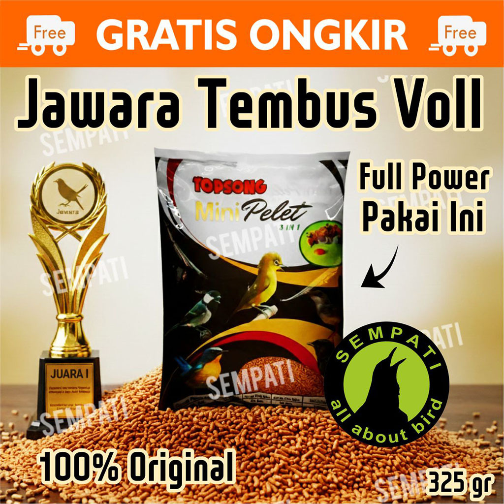 SEMPATI Topsong Top Song 3 In 1 Formula Voer Pur Mini Pellet Pakan Makanan Burung Pleci Ciblek Kacer