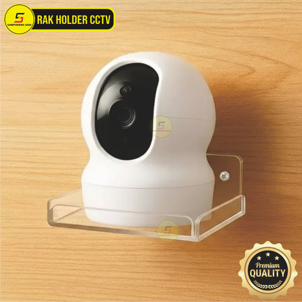Rak Holder CCTV Tempel Dinding | Dudukan Bracket Router Wifi | Tempat Speaker Akrilik Transparan