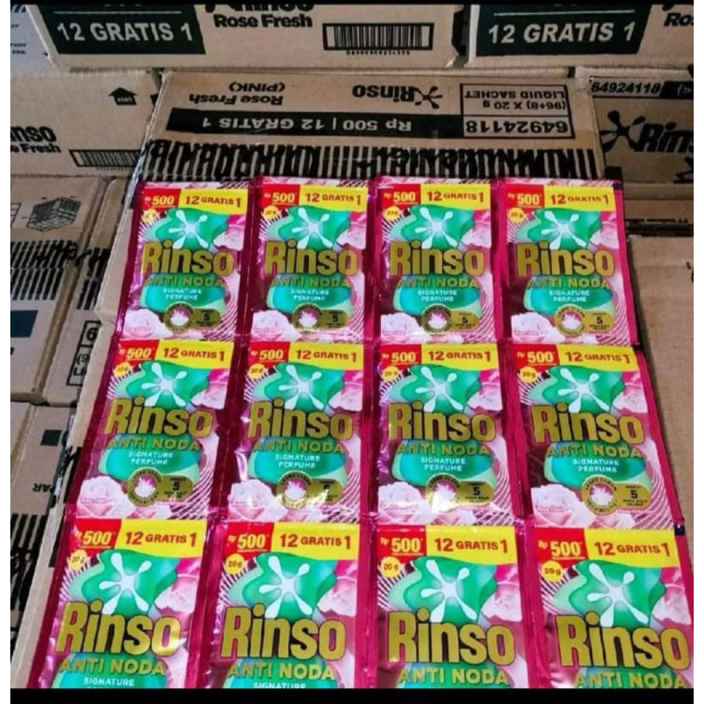 104 Sachet Rinso Cair Anti Noda promo sabun cuci renceng 1 dus 8 renceng rinso 500 an