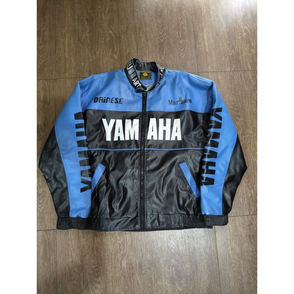 vintage Fin-Fin yamaha leather jacket jaket kulit racing