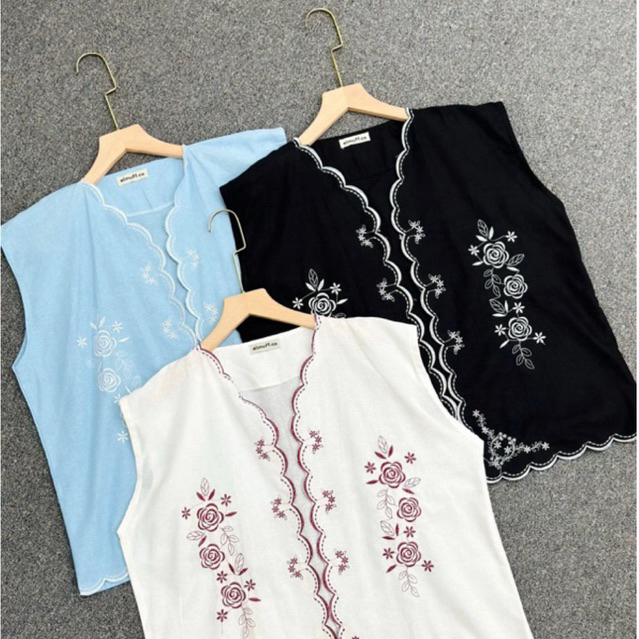 ELMUFF / Luaran Vest Wanita Bordir / Vest Tunik / Saila Vest