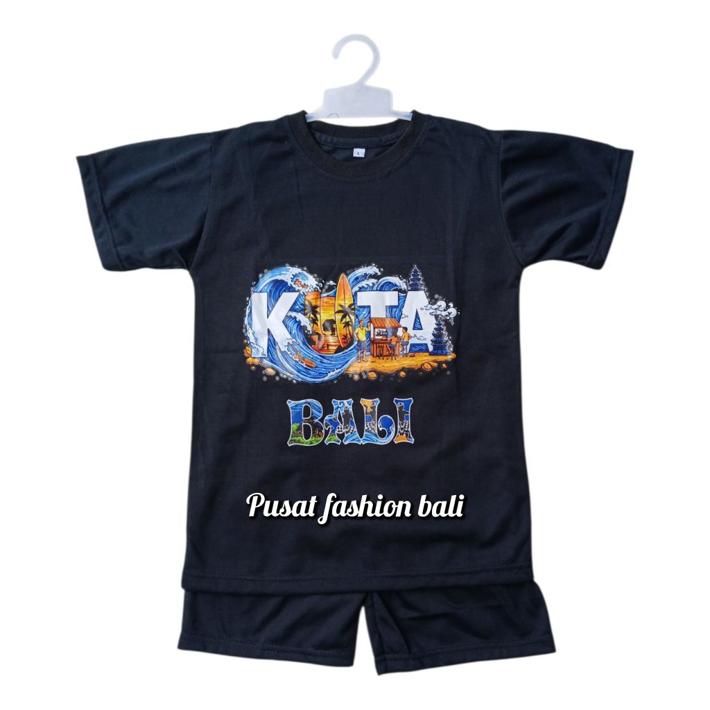 Setelan Kaos Print Anak Khas Bali Setelan Kaos Anak Kata-kata Bali Unisex Bahan Katun