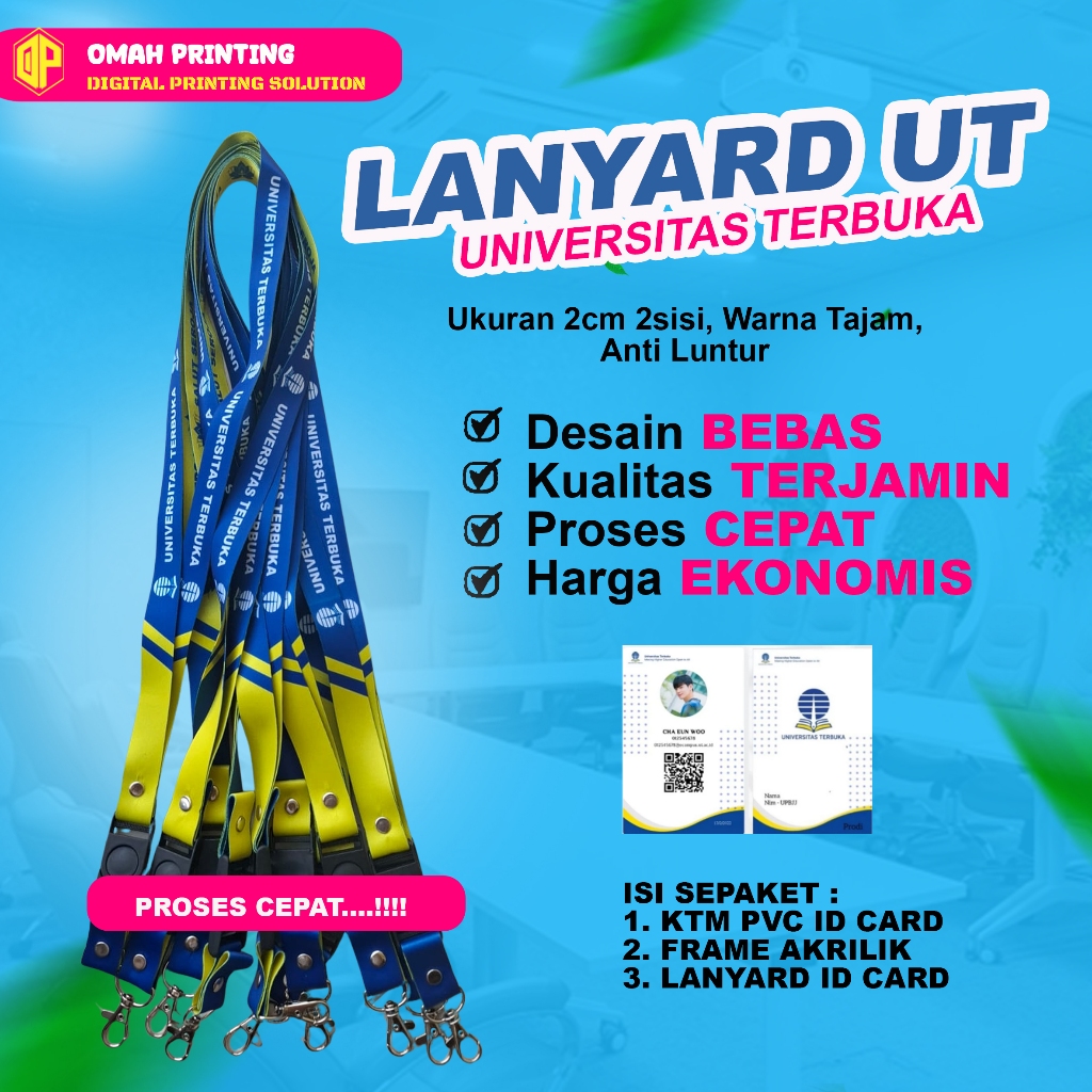 LANYARD KTM UNIVERSITAS TERBUKA | BERKUALITAS JAMINAN ANTI LUNTUR