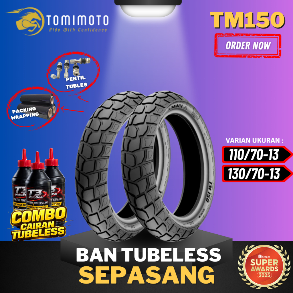 [SEPASANG MURAH] BAN TOMIMOTO RING 13 TM150 / BAN TOMIMOTO ON/OFF ROAD (110/70-13 / 130/70-13) / BAN