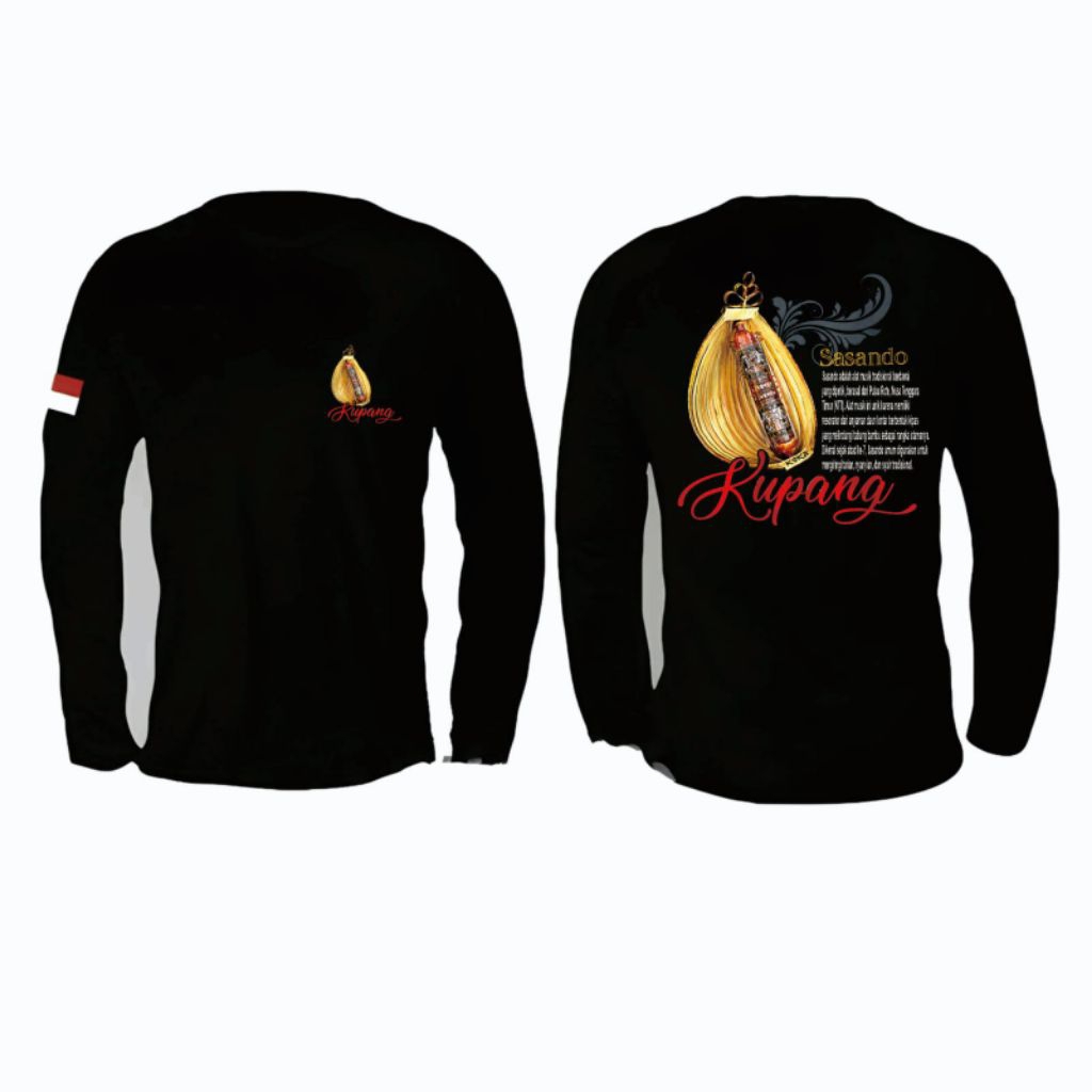 Kaos Distro Lengan Panjang SASANDO Alat Musik Kupang Kaos Unisex