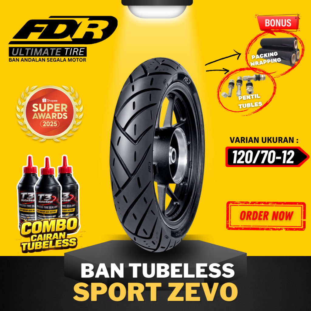 [READY COD] BAN FDR RING 12 SPORT ZEVO ULTIMATE TUBELESS 120/70-12 / BAN MOTOR VESPA SCOOPY RING 12 