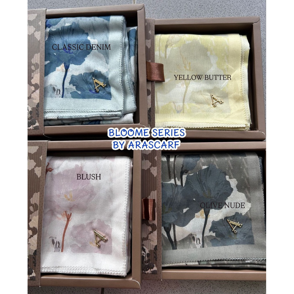 BLOOME MONOGRAM SCARF BY ARASCARF WITH BOX