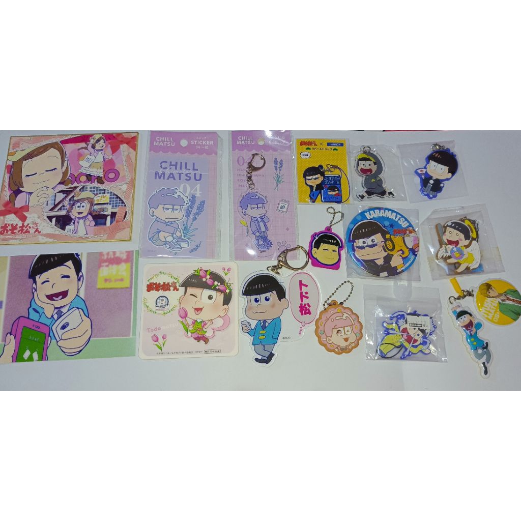 [BUNDLE] Osomatsu san kertas shikishi coaster postcard rubber arcylic akrilik rubber keychain stand 