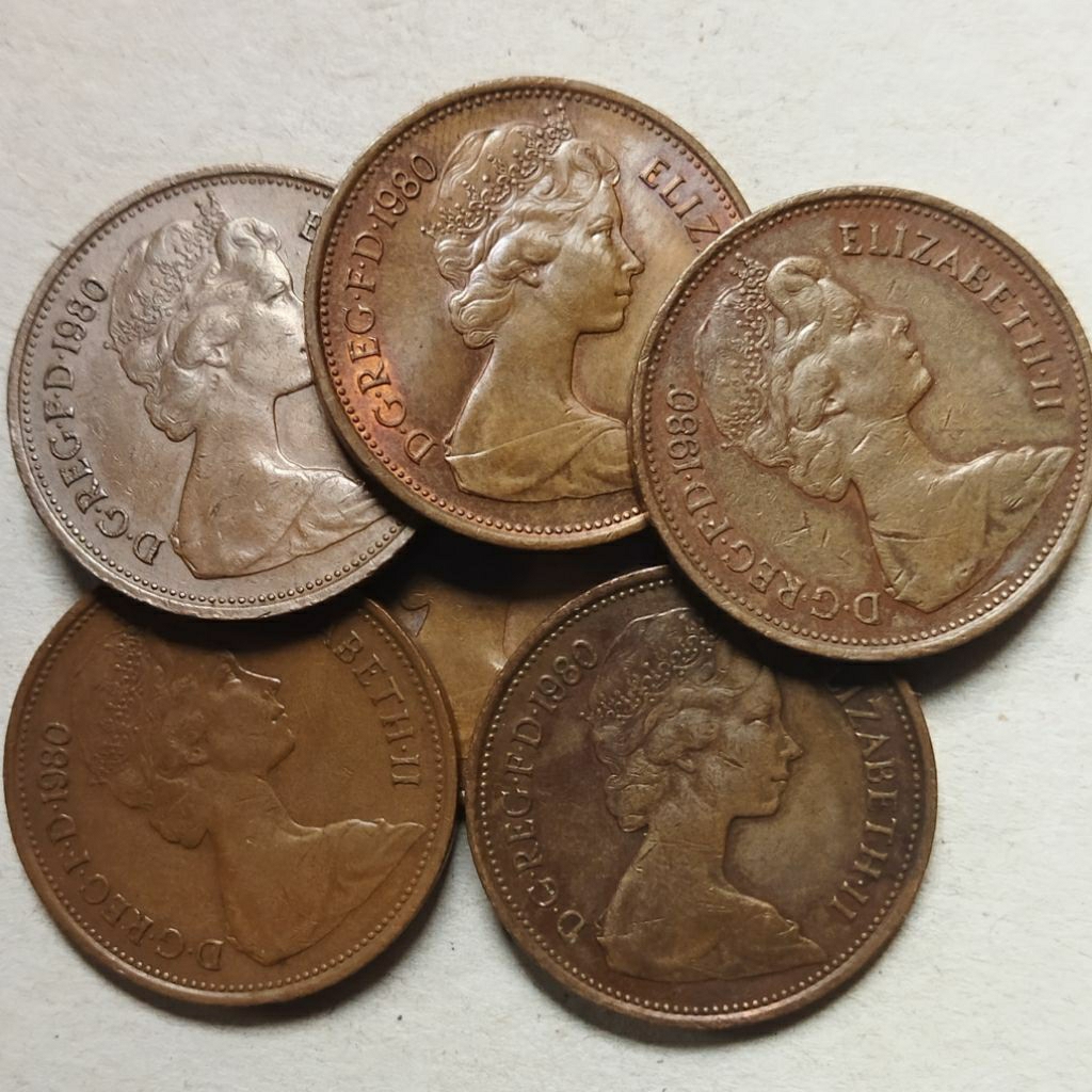 Koin 2 new pence 1980 Elizabeth