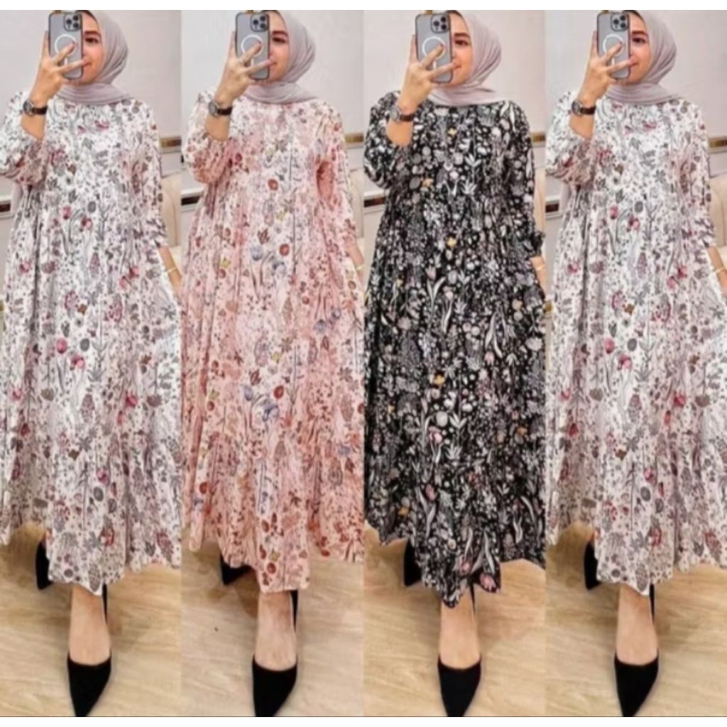 MIDI DRESS MUSLIM/MIDI DRESS RAYON PREMIUM/MIDI DRESS CANTIK/MIDI DRESS MUSLIM KEKINIAN/MIDI DRESS M