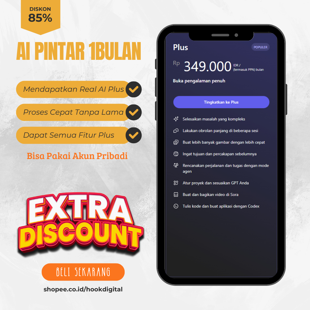AI PINTAR | Dapat GPT Plus private | 1 Bulan