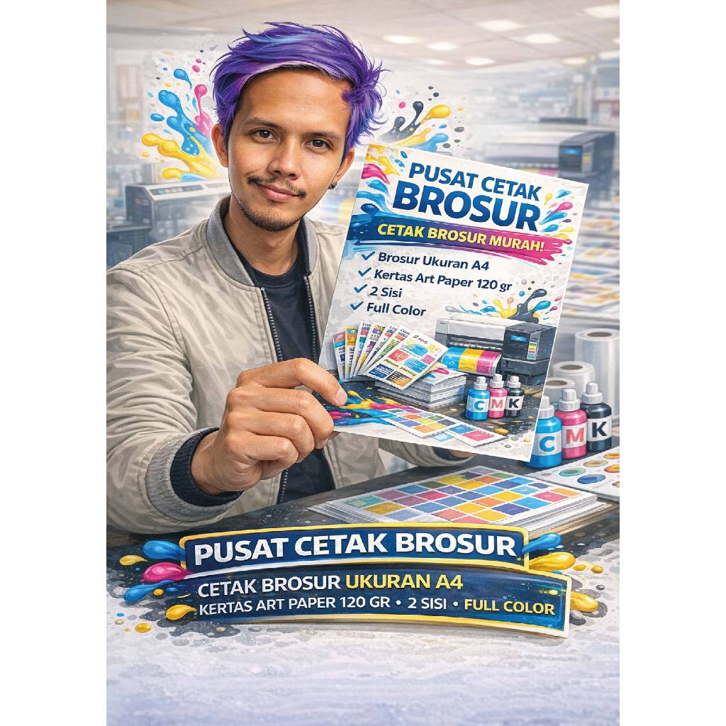 Cetak Brosur A4, Kertas Artpaper 120Gr, 2Sisi (Bolak Balik), 1 RIM,
