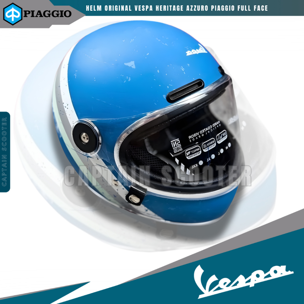 ORIGINAL VESPA Helmet HELM Ori Heritage Azzuro Piaggio Full Face