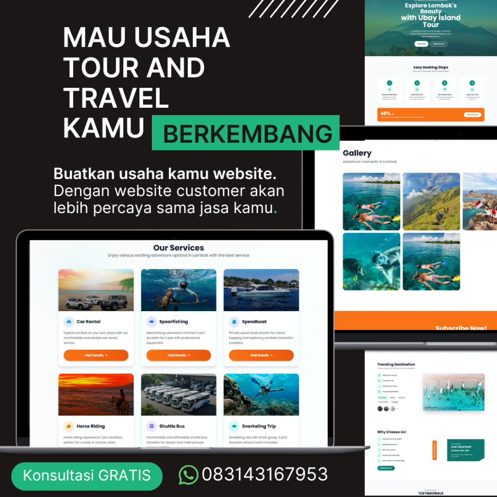 Website Tour & Travel Siap Pakai + Domain & Hosting | Jasa Web Profesional