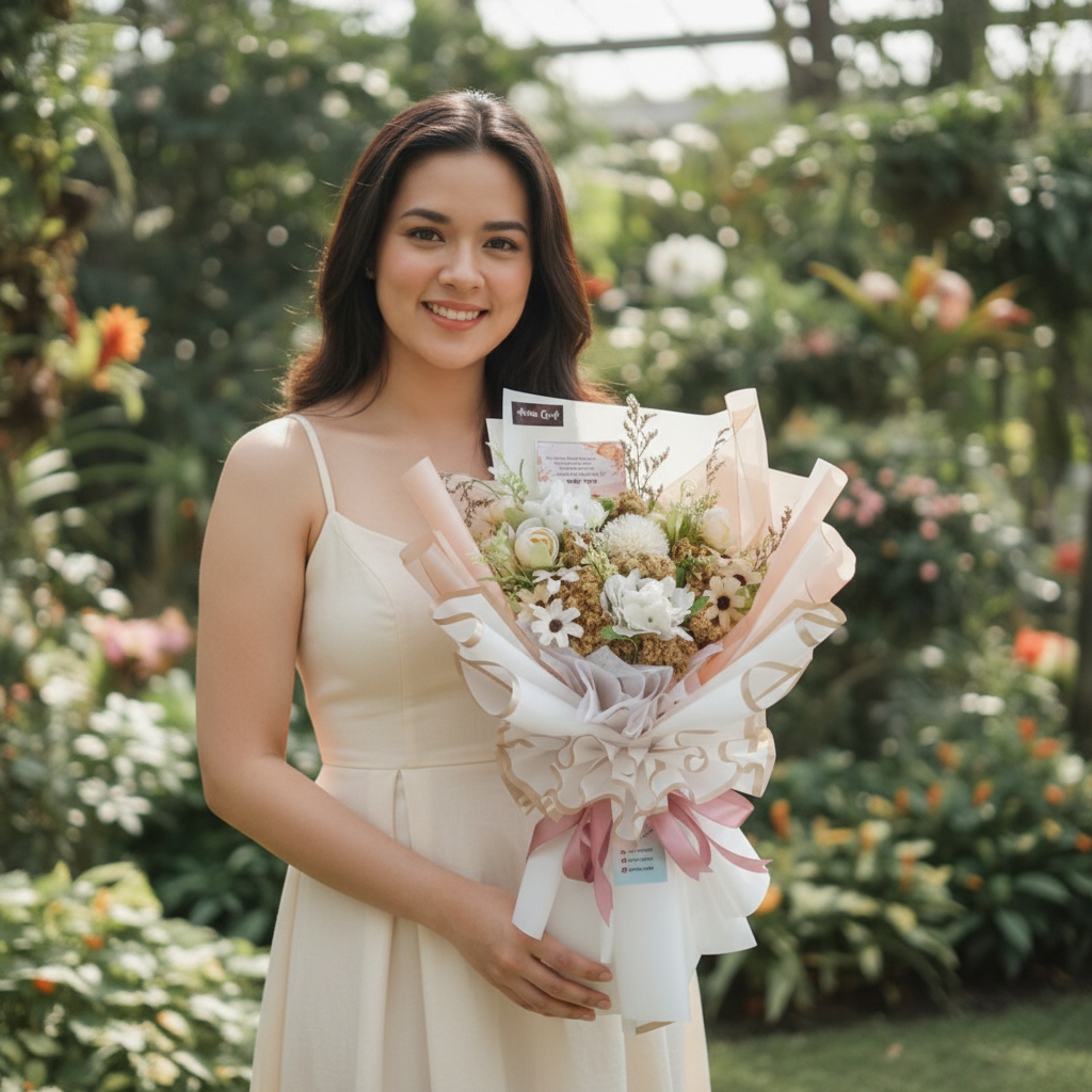 buket bunga artificial mix edelweis_size large