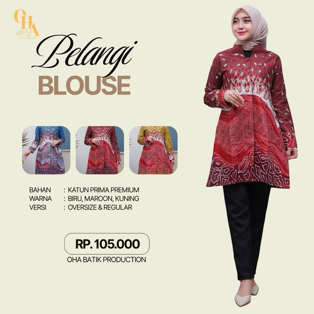 Ohana Batik Atasan Tunik Pelangi Motif Batik Pekalongan