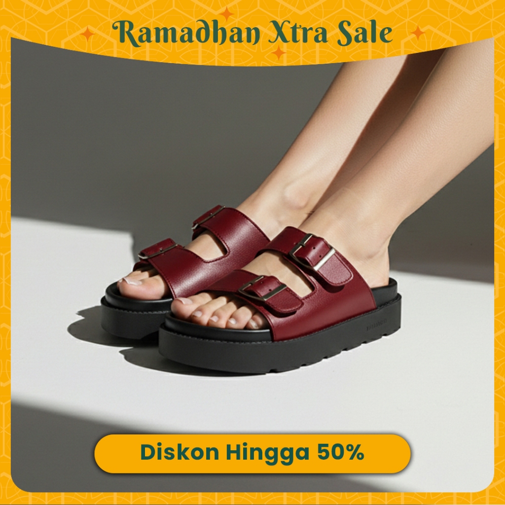 Uncle Jack - Sandal Wanita Platform | Haura Maroon Evo