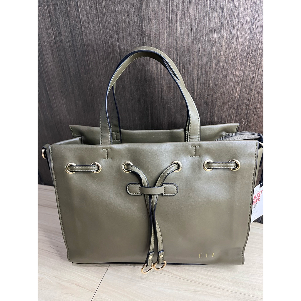 Tas hand bag sling bag ELLE original 100% olive green reject logo