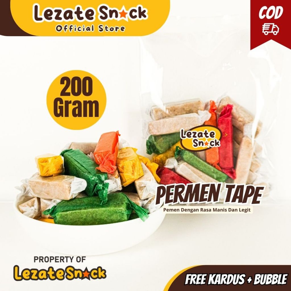 Sedap Snack - Permen Tape 200gr Suwar Suwir Enak Asli Kediri Permen Tape Jadul Kiloan/ Jenang Tape S
