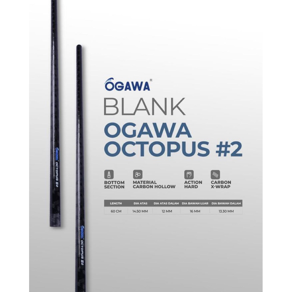 Blank Ogawa Octopus #1 #2 Carbon Kaku Rekomendasi Mancing Galatama Bawal