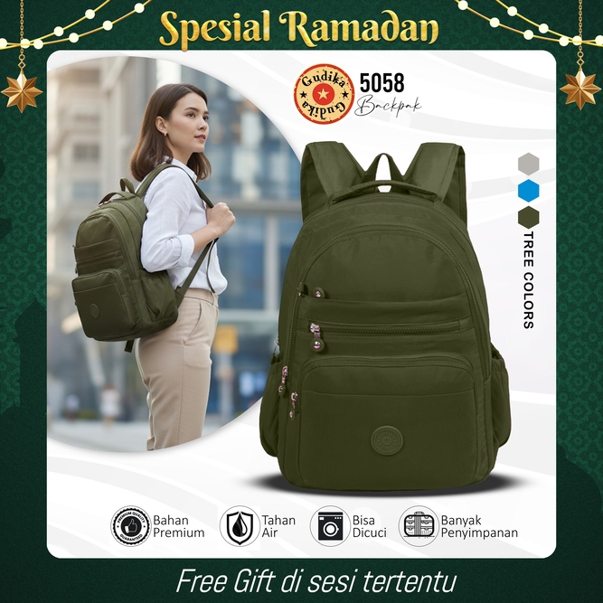 Gudika 5058 Tas Backpack Wanita Waterproof | Ransel Stylish, Ringan & Multifungsi
