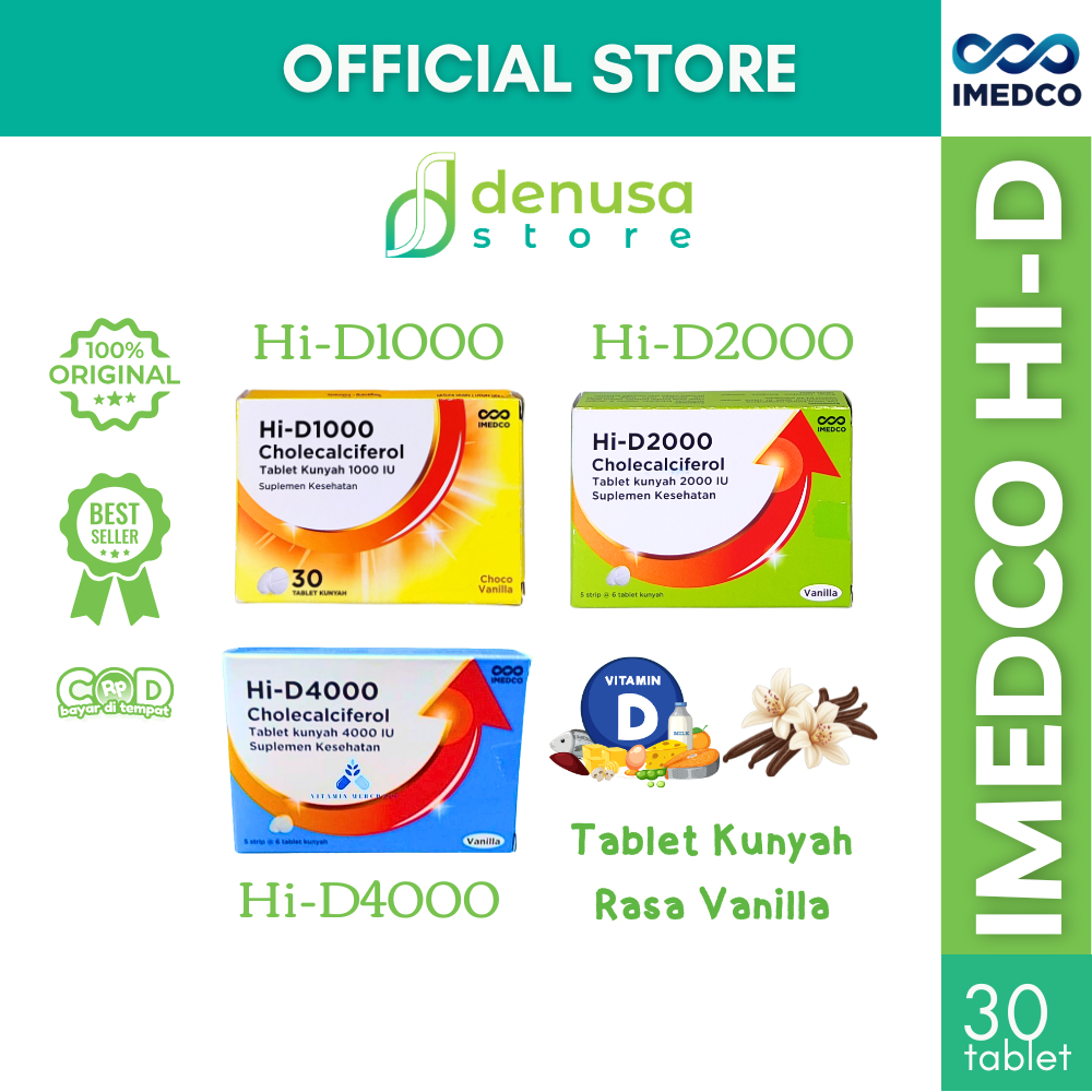 IMEDCO Hi-D1000 D2000 D4000 Cholecalciferol Chewable Tablet 30 Tablet Vitamin D3