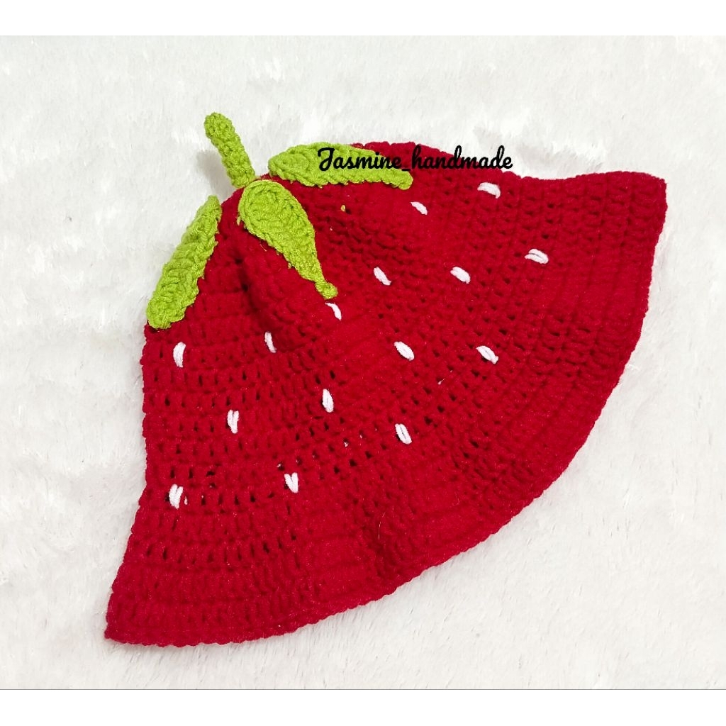 Strawberry bucket hat/adult bucket hat/topi dewasa/topi rajut/bucket hat/handmade