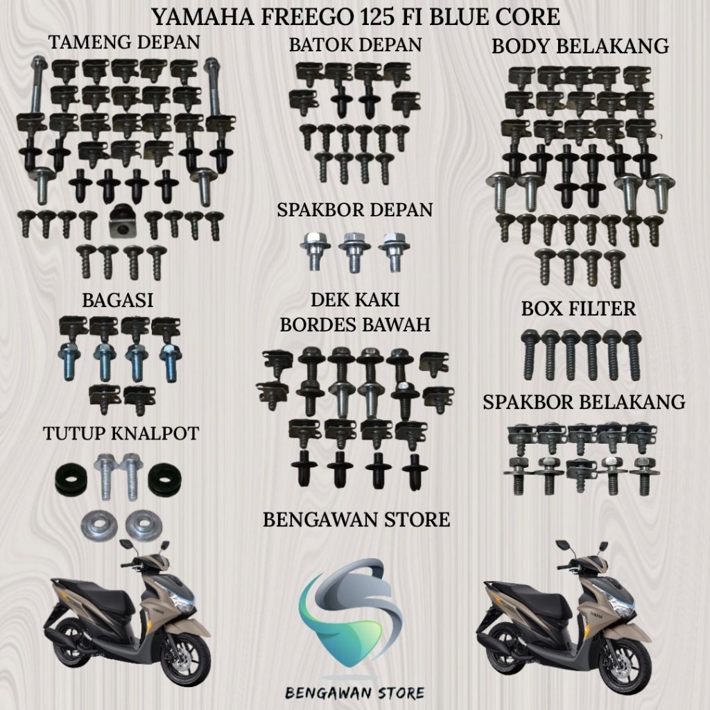 Baut Full Set Cover Bodi Body Yamaha FreeGo 125 FI Blue Core