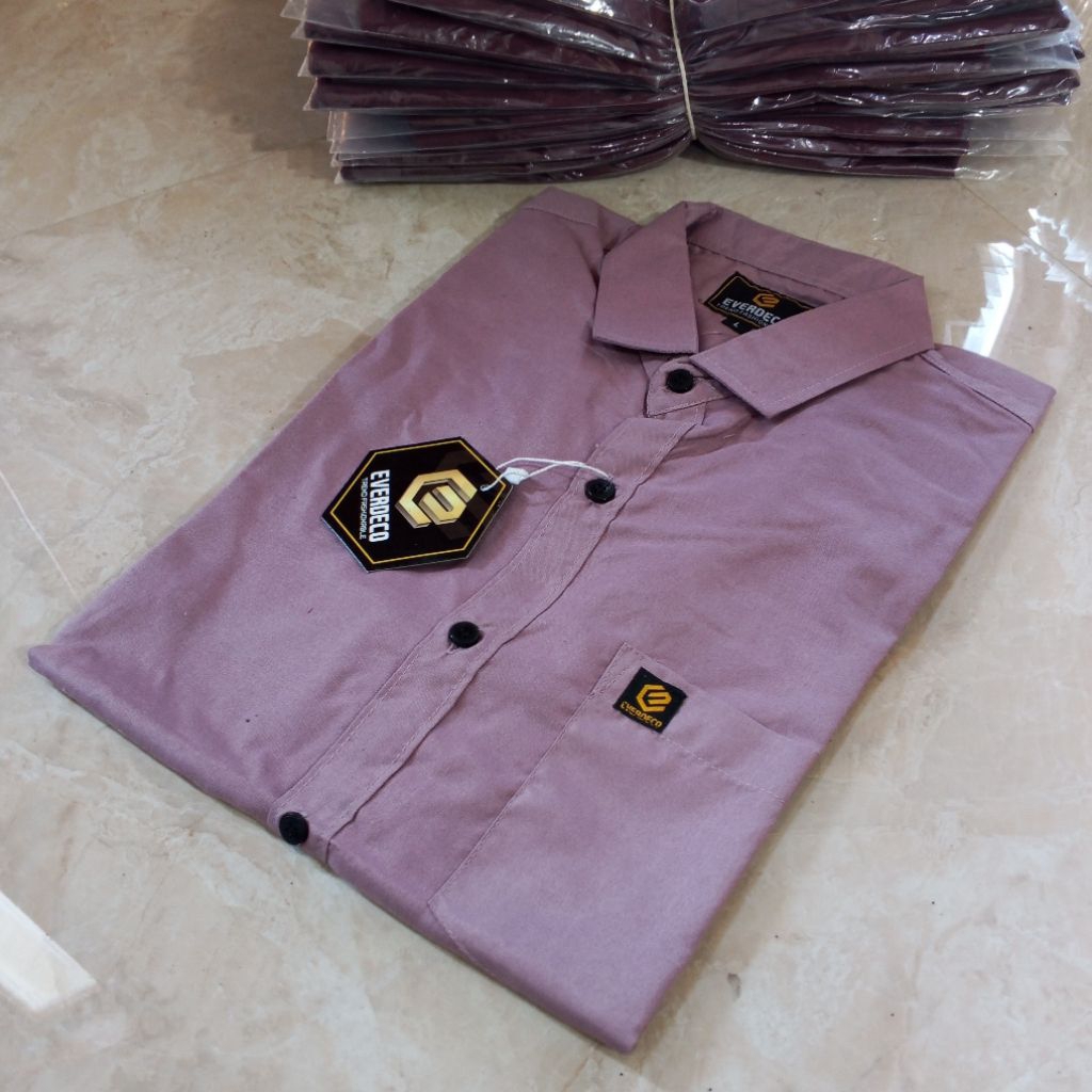 KEMEJA PRIA LENGAN PENDEK/KEMEJA DUSTY UNGU PURPLE