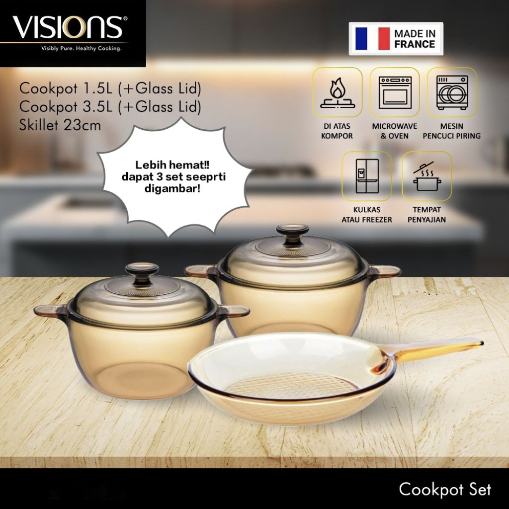 PAKET HEMAT VISIONS 1.5L  3.5L dan  Visions skillet 23cm Limited stok