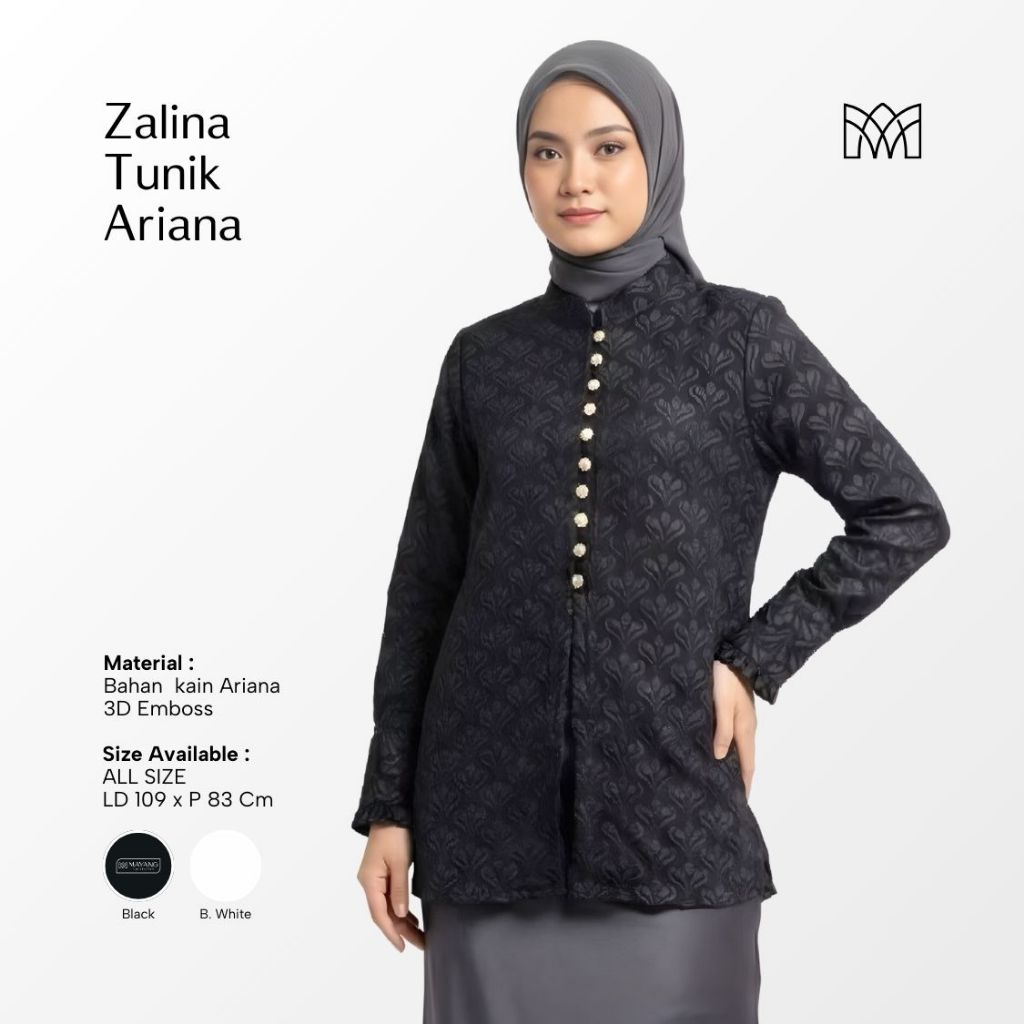 Mayang Collection - Zalina Tunik Ariana 3D Embos Premium - Atasan Wanita Muslimah Busui Friendly Tun