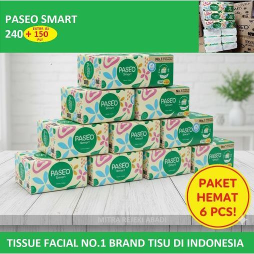 PAKET 6 PCS PASEO 240+150 helai 3 ply TISU WAJAH FACIAL TISSUE PAPER Lembut dan Higienis