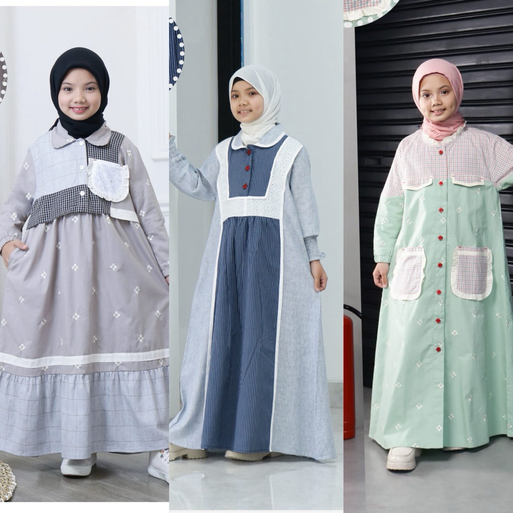 (SIZE XXL)GAMIS KATUN KOMBINASI ANAK DALIMA KIDS BY SEMUT