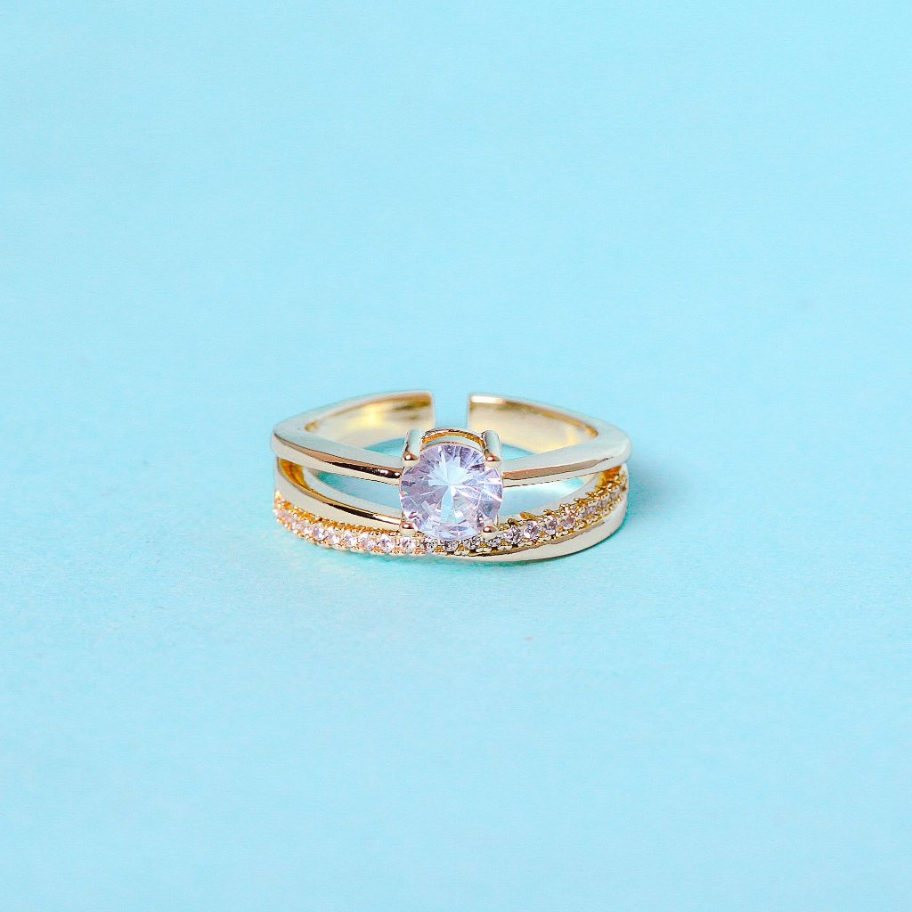 Eka Swasa x Sade Jewelry - Cincin Titanium Wanita Gold Plated 18k YCC31