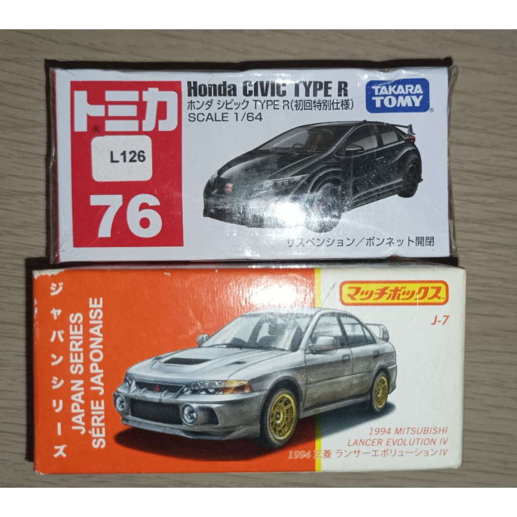 Tomica Honda Civic Type R, Matchbox Lancer Evo IV