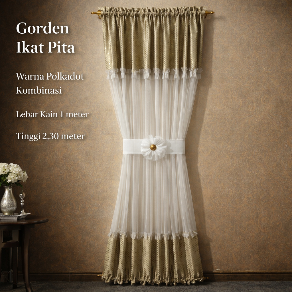 Gorden Minimalis Kupu-Kupu Ikat Pita/Spiral/Tirai/Horden Minimalis/Embos Ploking/Motif Polkadot Warn