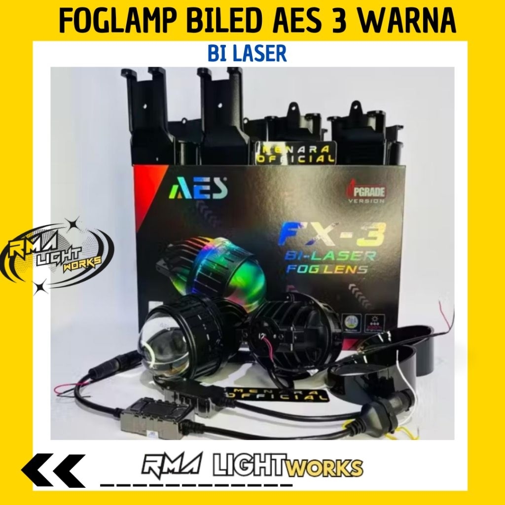 Foglamp Biled AES 3 Warna Bi- laser FX- 3 premium Quality ukuran 3 inch Biled Foglamp
