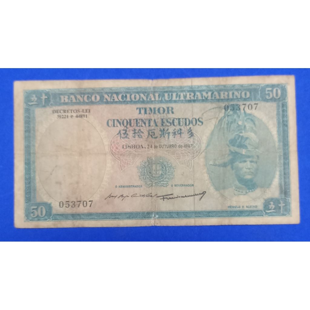 UANG KERTAS TIMOR 5O ESCUDOS 1967