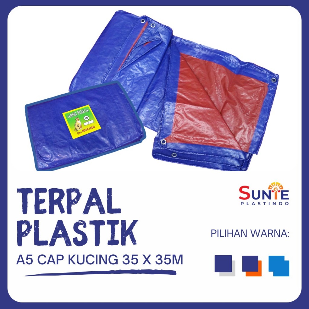 TERPAL PLASTIK A5 CAP KUCING TUTUP KAPAL TONGKANG BATU BARA UKURAN 35 X 35M