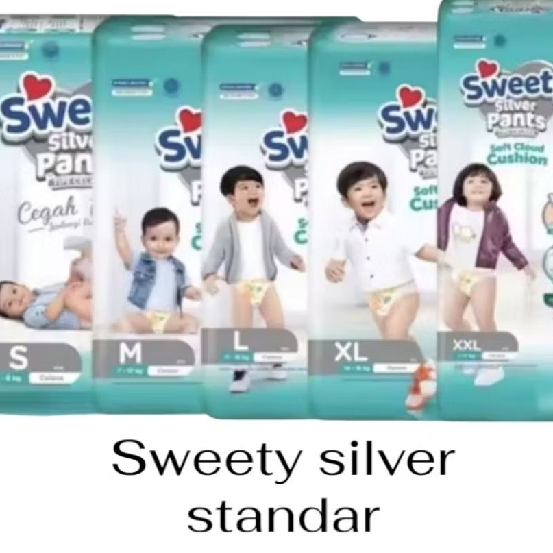 3 BALL PAKET HEMAT SWEETY SILVER PANTS STANDARD NB-S40TAPE/S38/M32/L28/XL24/XXL22