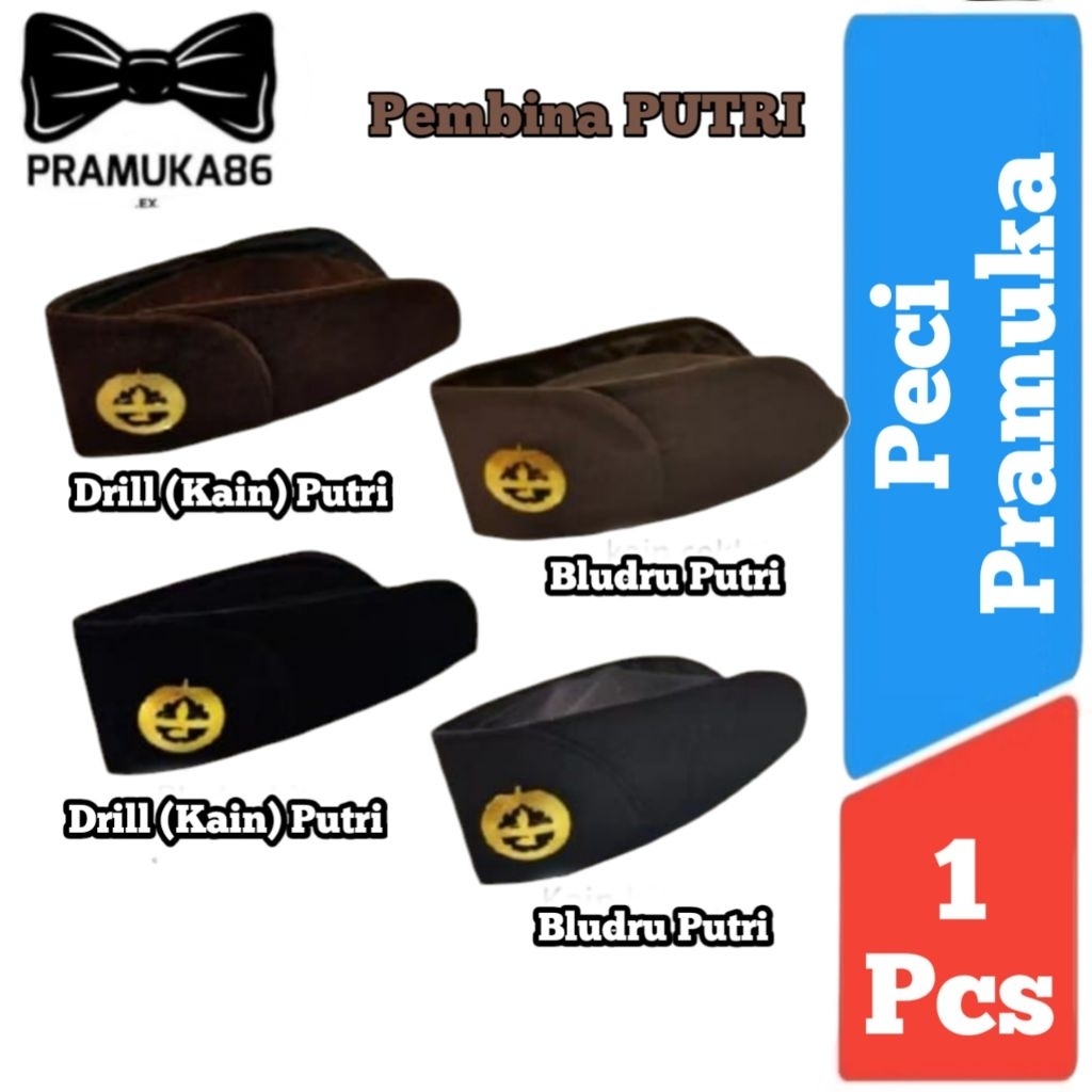 Peci Pembina Pramuka PUTRI + Pin / Peci Pramuka + Pin (Krawang) / Peci Pramuka Putri