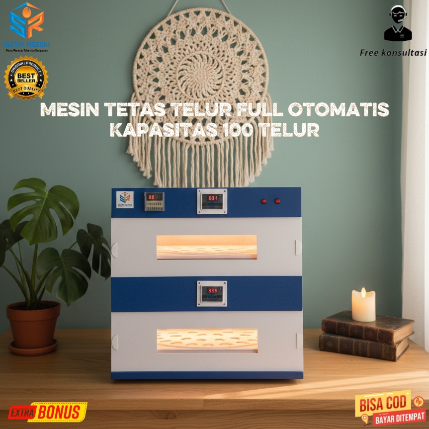 Mesin penetas telur otomatis kapasitas 100 butir mesin tetas telur ayam,bebek dan burung
