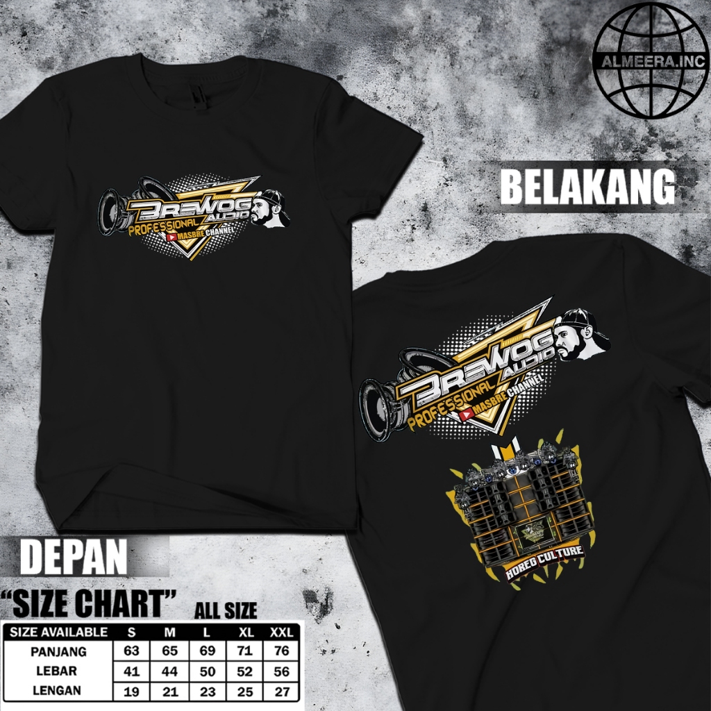 Kaos Brewog Audio / Baju Motif Sound Horeg / Atasan Lengan Pendek Unisex Retro Street Combed 24s Hal